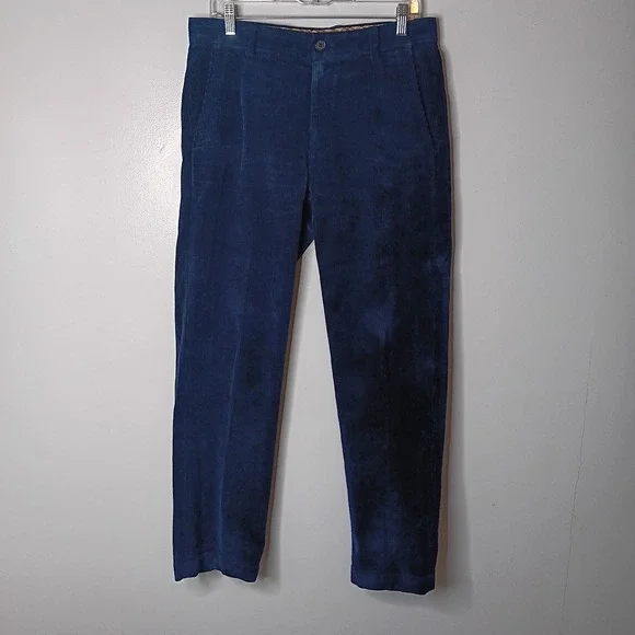 Brooks Brothers Clark Pants Mens Sz 32X30 Navy Blue Corduroy Straight Leg Preppy - Picture 2 of 10